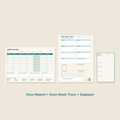 Voordeelset Ritme Thuis: Onze Maand, Onze Week Thuis en Dagkaart magneetplanners