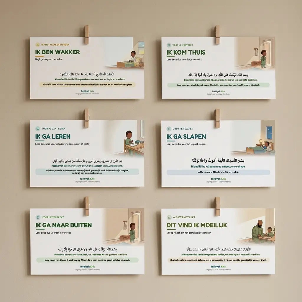 Dagelijkse Dua Kaarten voor Kinderen, Complete Set van 6