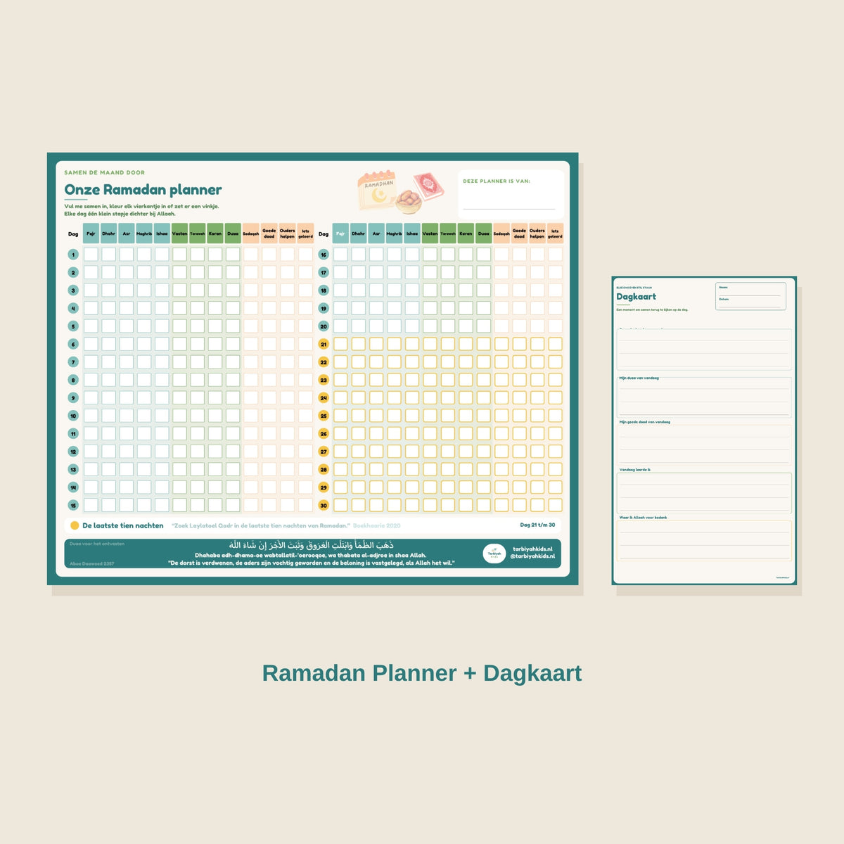 Voordeelset Ramadan: Ramadan Planner en Dagkaart magneetplanners