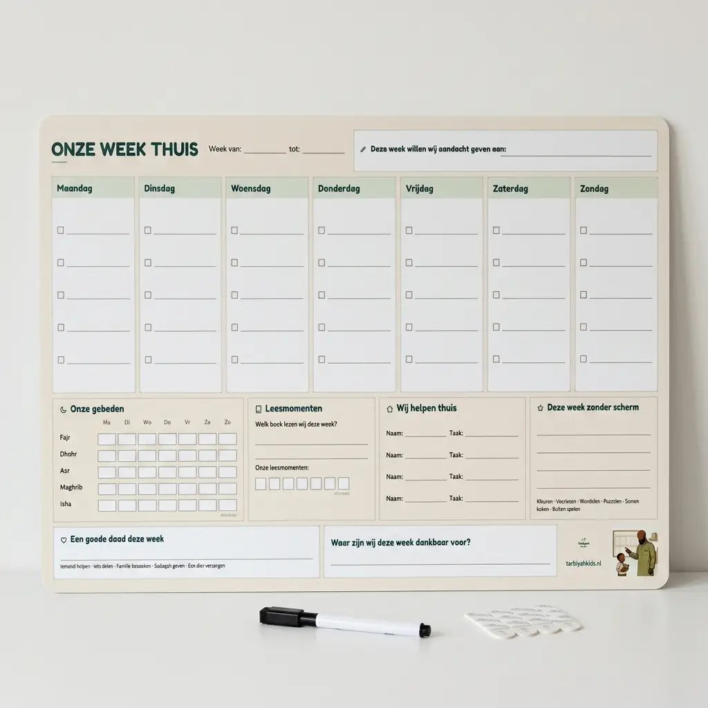 Onze Week Thuis | Herbruikbare gezinsplanner 60 × 40 cm