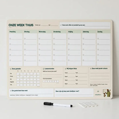 Onze Week Thuis | Herbruikbare gezinsplanner 60 × 40 cm
